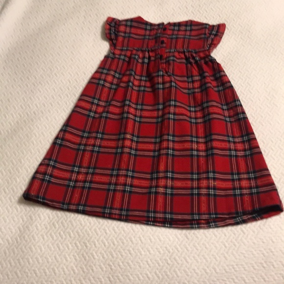 Girl’s Red Plaid Dress with Ruffle Sleeves 1.5-2Y - Picture 3 of 3